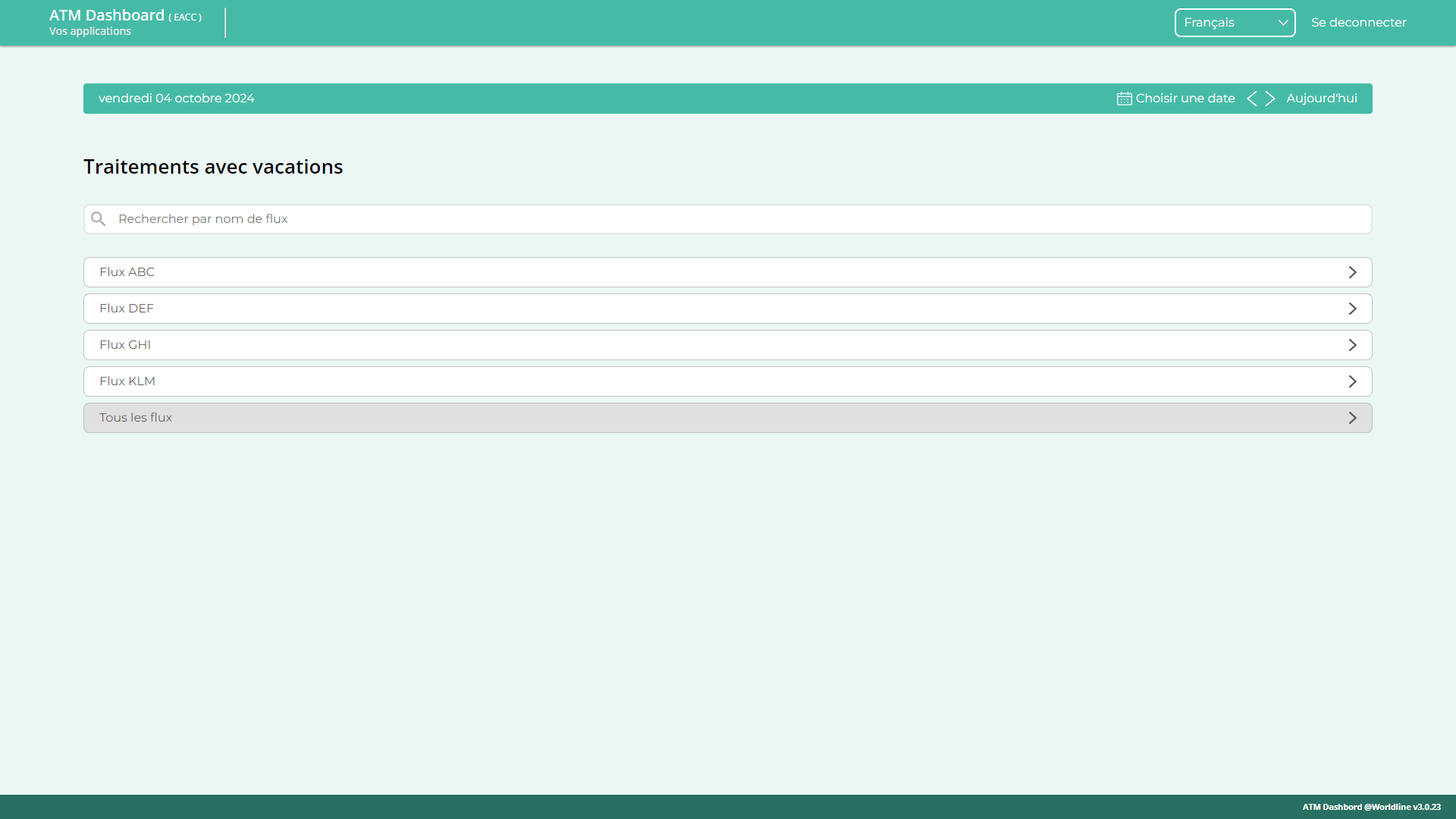 Capture du projet Météo des Processus (Observabilité & Data) : Liste des flux en cours